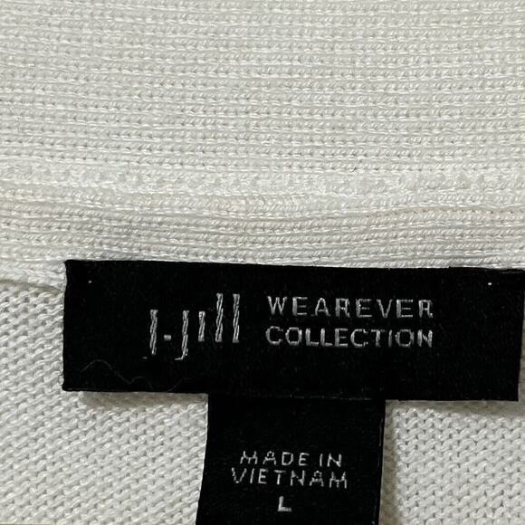 J.Jill Dolman Short Sleeve Knit Cardigan Size L Ivory Oversized Lagenlook Boxy - Picture 6 of 8